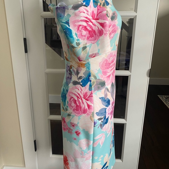 Calvin Klein Pink and Orange Off-Shoulder Sheath Dress - Picture 4 of 13